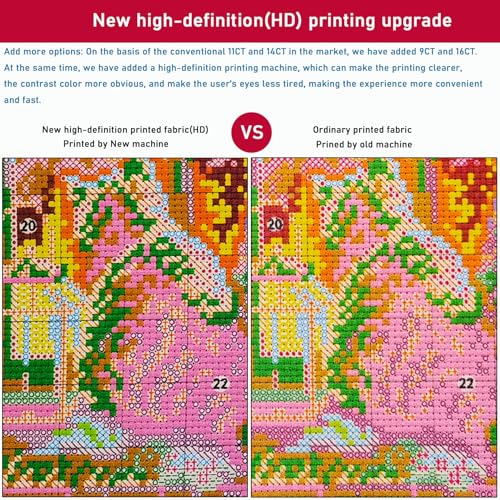 CrossNest 16CT Stamped Cross Stitch Kit for Beginners, HD Printed Complete DIY Embroidery Set with Pattern & Tools, Premium Aida Cloth & Threads (Girl with Sunflowers) - color: Pattern 07(High definition printing)