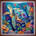 Redxing Stamped Cross Stitch Kits Full Range of Embroidery Starter Kits- Needlepoint Counted Cross Stitch Kits for Beginner Adults 11CT Printed Embroidery Kit-Turtle Underwater World 18x18 inchs - color: DIYArtsKit04