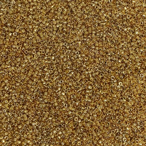 Miyuki Delica 11/0 Seed Beads - Glass Beads Bulk 5 Grams & Size 1.6mm 1000 Pieces Glass Seed Beads 24K Gold Plated (DB031) - color: DB031