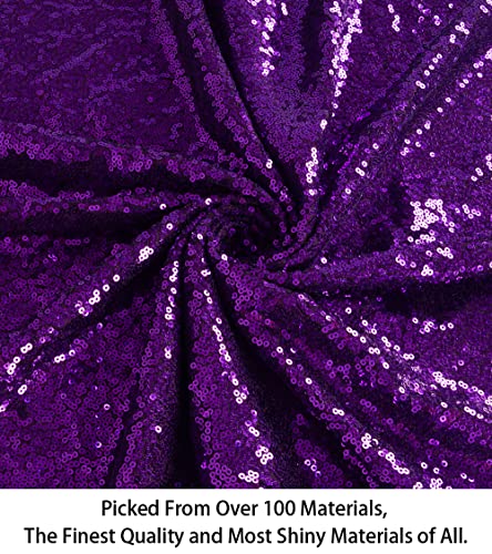 ShiDianYi 15 Feet Purple Sequin Fabric - 5 Yards Glitter Mesh Material for Dress, Backdrop - color: Purple, size: 5 Yard