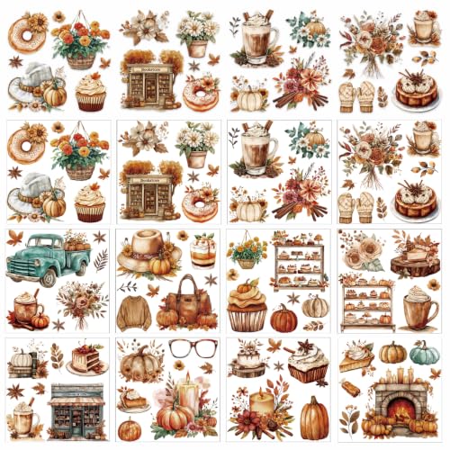 12 Pcs Fall Rub on Transfers for Furniture Crafts 5.9x5.9 Inch - color: Autumn Food