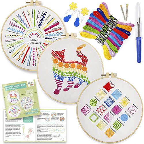 Cat Embroidery Kit for Beginners - Stamped Cross Stitch for Adults - color: Stitch Dictionary Cat