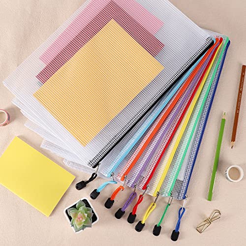 EOOUT 32pcs Mesh Zipper Pouch Bags, Mesh Bags with Zipper, Zipper Pouch for Organizing, Letter Size, A4 Size, for Office Supplies, Puzzles - style: 32pcs