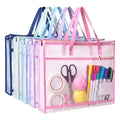 5 Pcs Project Bags for Quilting & Needlepoint - A3 Large Sewing Organizer Craft Storage with Handles, Clear Mesh Zipper Pouch for Embroidery, Cross Stitch, Crochet, WIP Projects & Artworks