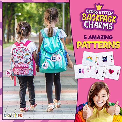 Cross Stitch Kit for Kids - 5 Easy Stamped Embroidery Kits for Beginners - color: multicolor