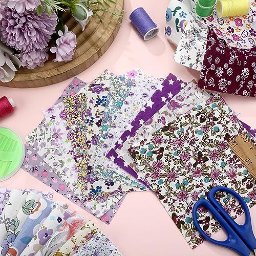 Kinlop 600 Pcs 4"x4" Cotton Fabric Squares Quilting Precut, Purple - color: Elegant Style