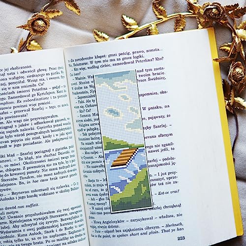 FREEBLOSS 6 Set Cross Stitch Bookmark Kit Scenery Pattern 8''x2.4'' 11CT - style: Scenery