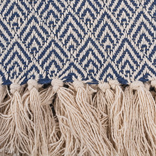 DII Diamond Throw Collection Cotton Woven, 50x60, Nautical Blue - color: Nautical Blue