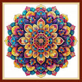 Joyhoor Stamped Cross Stitch Kits for Beginners, Needlepoint Kits for Adults, 11CT Counted Embroidery Kits-Magic Mandala 18x18 inchs - color: Artstyle17