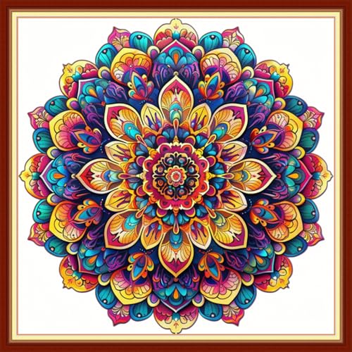 Joyhoor Stamped Cross Stitch Kits for Beginners, Needlepoint Kits for Adults, 11CT Counted Embroidery Kits-Magic Mandala 18x18 inchs - color: Artstyle17