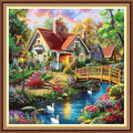 Fanxvivy Stamped Counted Cross Stitch Kits for Adults Printed Cross-Stitch Patterns 11CT Stamped or Counted Cross Stitching Embroidery Kit Needlepoint Kits-Swan Lake Homeland 18x18 inch - color: Artkits15