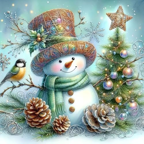 WUSARPLY Christmas Snowman Stamped Cross Stitch Kits for Beginners Adults - color: J188