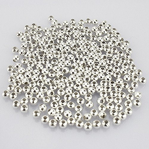 (R) Silver Plated Smooth Round Metal Beads 4 mm 600 Pcs - color: Silver 600 Pcs 4mm