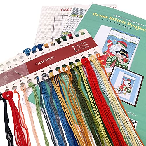 Howie's Needlepoint Cross Stitch Kits, 14CT Pre-Printed Pattern Needlepoint Kits, Full Range of Stamped Starter Kits (Christmas Stocking 2, 13.4 x 19.3 Inch) - color: Christmas Stocking 2