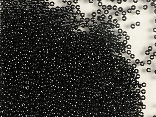 2600pcs (20g) Rocailles Preciosa Ornela 11/0, Glass Seed Beads, Czech Republic, 23980 Jet Black