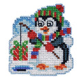 Mill Hill Fishing Penguin Beaded Counted Cross Stitch Ornament Kit 2023 Winter Holiday MH182336, 2.5" x 2.75", Multi