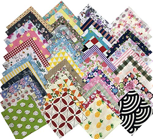 200 pcs Fabric Squares Sheets Patchwork Craft Cotton Quilting Fabric Bundles DIY Patchwork Crafts with with Different Patterns for Crafts (10cmx10cm)