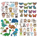 Butterfly Dinosaur Animail Iron on Patches Applique for Babies Lovely Cartoon Animal Birds Flowers Heat Transfers Stickers for Kids Boys Girls T-Shirt Coat Clothes DIY 4 Set - color: Butterfly Dinosaur-2