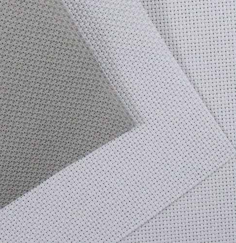 KCS 2 pc of 15" x 18"(38cmx45cm) 14 Count Cross Stitch Cotton Aida Cloth Needlework Fabric Box (Light Grey+Medium Grey, 14CT) - color: Light Grey+medium Grey, size: 14CT