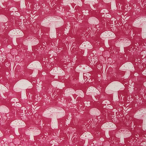 Threadart Vintage Burgundy Mushroom Cotton Quilting Fabric - 3 Yard Cut - color: Burgundy Mushroom, size: 3 YARD