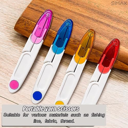 AKOAK 1 Pack U-shaped Yarn Scissors, Tailor's Scissors, Portable Yarn Scissors with Safety Cover, Thread Scissors for Needlework, Cross-Stitch Craft, DIY Projects, Sewing Supplies (Red) - color: Red