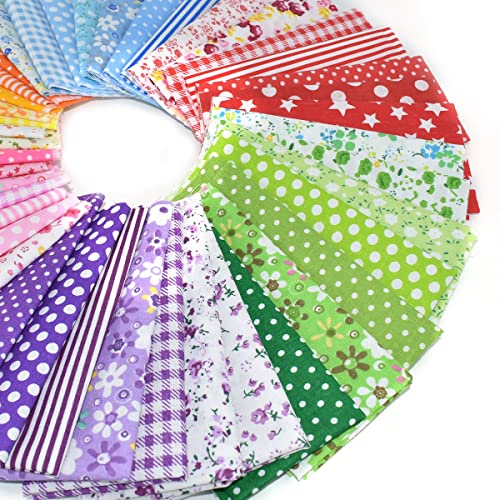 42 Pcs 9.8 x 9.8 Inches Cotton Fabric Sewing Patchwork Squares Quilting Bundles Different Pattern Cloths for Sewing DIY Art Work Supplies Scrapbooking Quilting by Renashed - color: Green/Red/Blue/Pink/Purple/Yellow