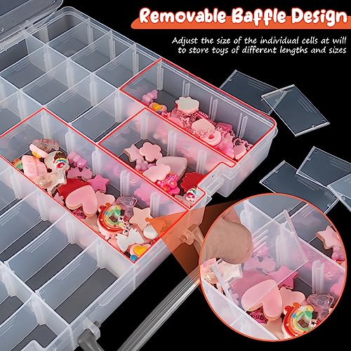 2 Packs Large 48 Grids Clear Plastic Organizer Boxes with Dividers - color: Clear -- 2PCS