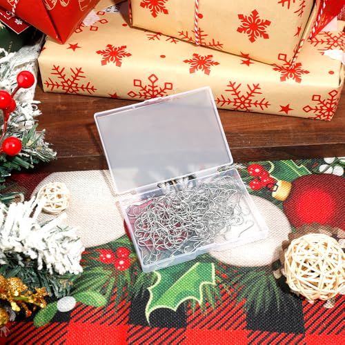 100PCS Silver Ornament Hooks for Christmas Trees with Storage Box - color: Silver