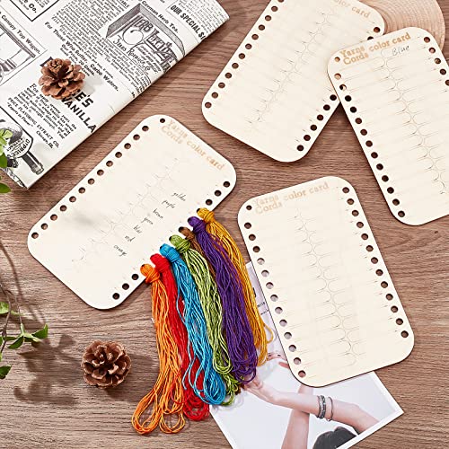 PH PandaHall 4pcs Embroidery Floss Organizer Wooden Stitch Thread Holder 26 Positions Thread Organizer Double Sided Thread Sorter for DIY Sewing Supplies Needlework Thread Organization Crafts