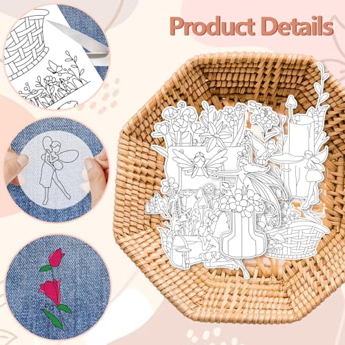Peacoblue Flower Fairy Stick and Stitch Embroidery Patterns, Water Soluble - color: Flower Fairy