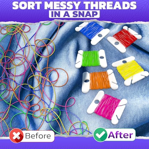 240 Pcs Embroidery Floss Bobbins with Hanging Holes & Thread Slits - size: 240 Bobbins