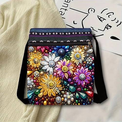 LSQFS DIY Diamond Painting Crossbody Bag, Diamond Art Kits for Adults, Colorful Floral Gem Art Purse, Craft Kits for Women with Adjustable Strap - color: Flower 4