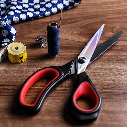 LIVINGO Fabric Scissors 2 Pack Titanium Tailor Sewing Shears Heavy Duty - color: Black & Red