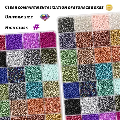 11200pcs Glass Seed Beads for DIY Crafting Bracelet Necklace Embroidery Jewelry Making Supplies (3mm, 400pcs/Color, 28 Colors, Metallic Scheme) - color: Metallic