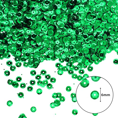 Mandala Crafts 6mm Cup Round Dark Green Sequins for Sewing Embroidery - color: Dark Green, size: 6mm Cup Sequins