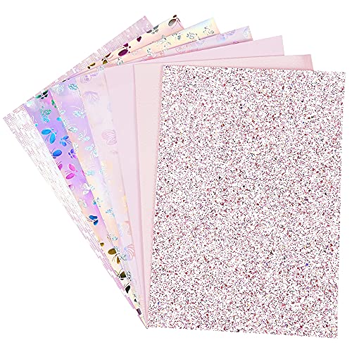 Litchi 7 Pack 8x12 Inch Faux Leather Sheets for Bow Earring, Easy to Cut Vinyl Fabric for Cricut, Durable Fade Resistant Leatherette Without Smell, Pink Series - color: Pink Mix