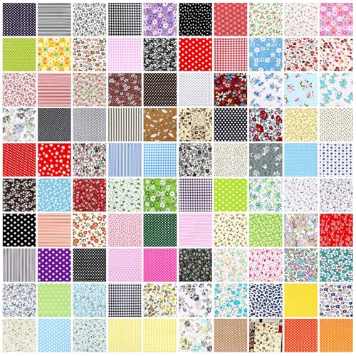 Tatuo 150 Pcs 4 × 4 Inch Cotton Fabric Squares Quilting, Vintage Floral - style: Vintage Floral