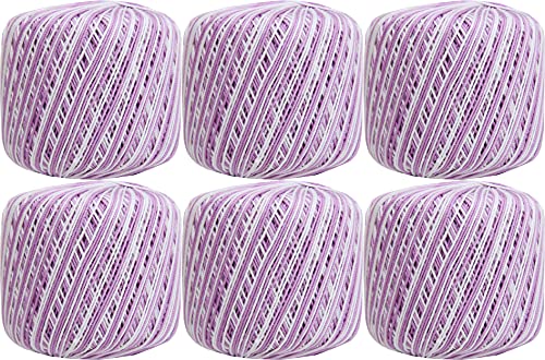 ThreadArt 100% Cotton Crochet Thread Size 3, Variegated Lavenders - color: VARIEGATED LAVENDERS, size: SIZE 3 - 6 PACK