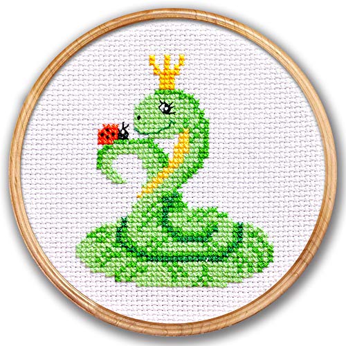 Povitrulya Princess Snake' Cross Stitch Kit with Counted Pattern - color: Snake