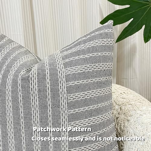 Slow Cow Square Throw Pillow Cover Stripe 18 x 18 Inches Black Beige - color: Mixd Black, size: 18" x 18" (Pack of 1)