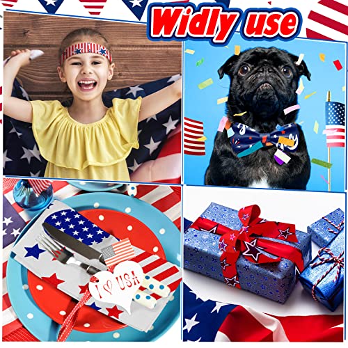 Irenare 100 Pcs 8 x 8 Inches Cotton Patriotic Fabric Squares - style: Star