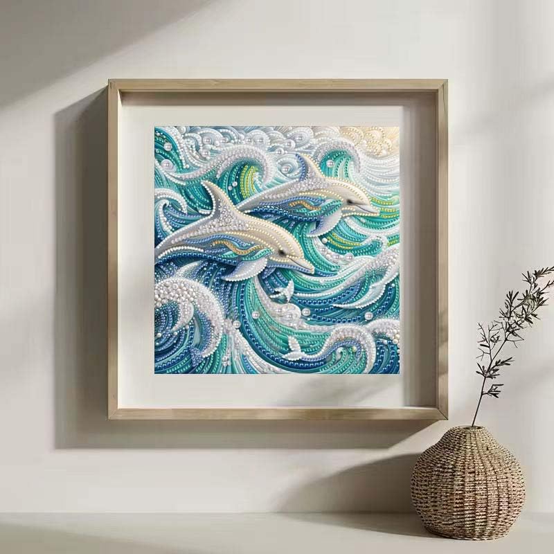 Dolphin Animal Special Shape Diamond Art Kits for Adults,5D Diamond Painting Kits for Adults Beginners,DIY Paint by Diamond Dots Crystal Rhinestones Painting Kits for Home Wall Decor 12×12inch - color: XJ117