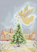 Howie's Needlepoint Cross Stitch Kits, 14CT Pre-Printed Christmas Pattern Embroidery Kits, Full Range of Stamped Starter Needlework Kits (Christmas Angel, 13 x 17.32 inch) - color: Christmas Angel