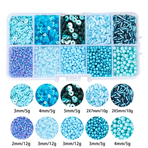 Blue Glass Seed Bugle Tube Beads for Jewelry Making - color: blue