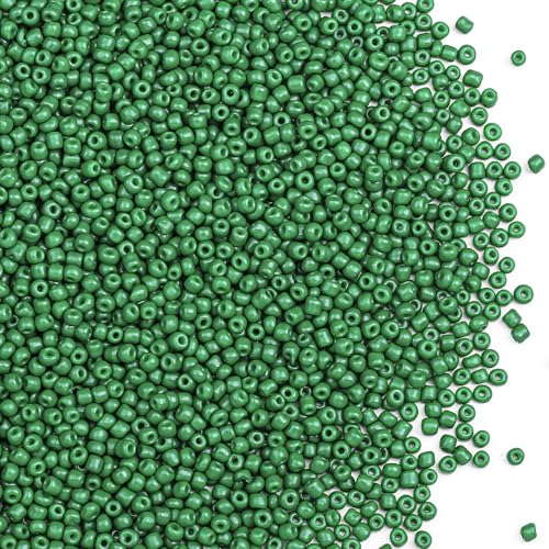 10150pcs 2mm Glass Seed Beads Bulk, 12/0 Mini Small Round Bead for Jewelry Making Tiny Craft Glass Seed Beads for Jewelry Making Bracelet Wrist Necklaces(Green) - color: Green