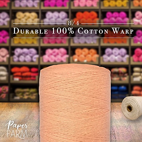 100% Cotton Loom Warp Thread (Peach), 8/4 Warp Yarn (800 Yards), Perfect for Weaving: Carpet, Tapestry, Rug, Blanket or Pattern - Warping Thread for Any Loom - color: Peach
