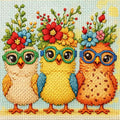 Zhenqing Modern Chicks Cross Stitch Kit - 11CT Pre-Printed 35x35cm Fabric with Threads & Needle (Hipster Chicken Design)(70010) - color: Modern Chicks