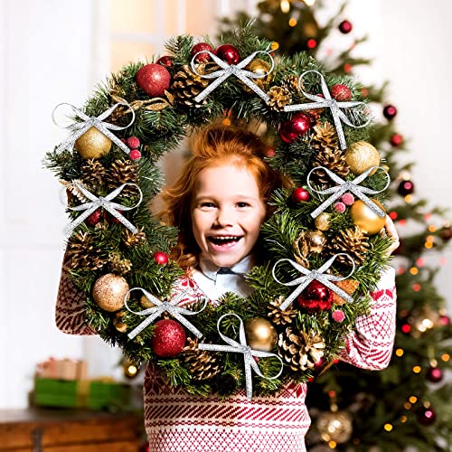 Hoolerry 500 Pieces Silver Ribbon Hangers Ornament for Christmas Tree