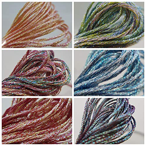 KCS 6 skeins 6-Strand Cross Stitch Metallic Variegated Pearl Shiny Embroidery Floss (Multicolored 1)