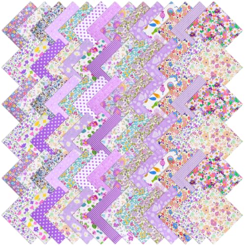 84 Pcs Purple Precut Quilting Cotton Fabric Squares 8 x 8‑Inch - color: Purple, size: 8″